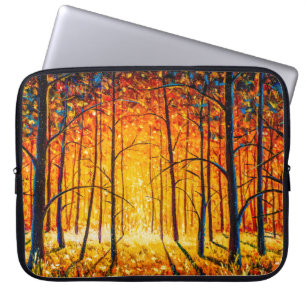 Panorama oranje herfstzonnige warme fornuizen laptop sleeve