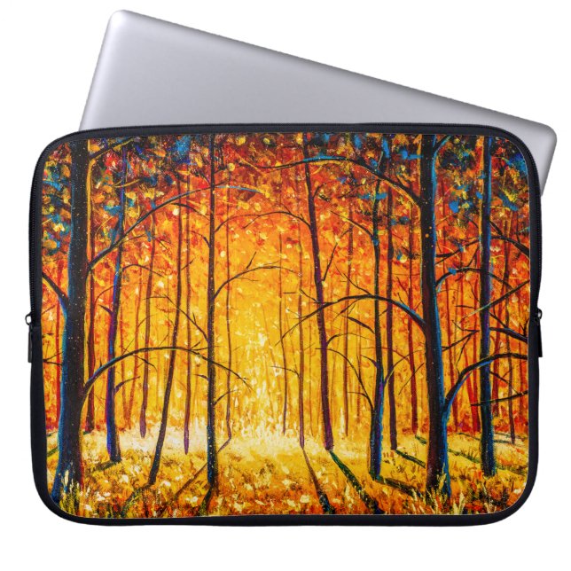 Panorama oranje herfstzonnige warme fornuizen laptop sleeve (Voorkant)