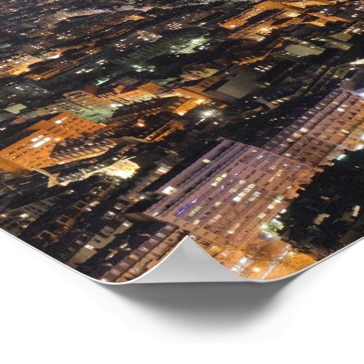 Panorama Paris Frankrijk bij nacht Poster (Hoek)