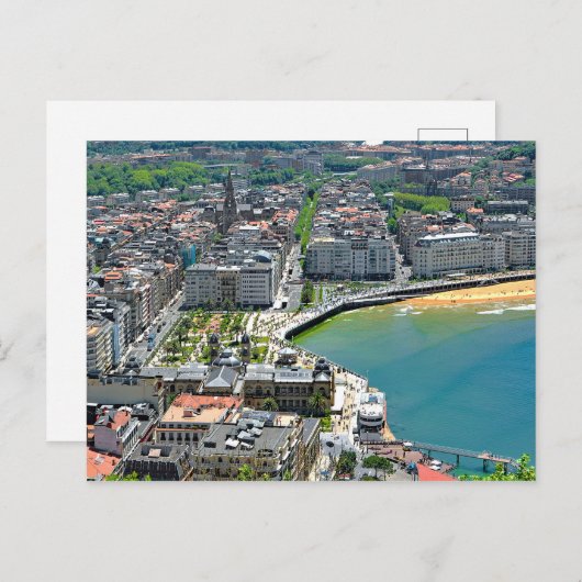 Panorama. San Sebastian en de baai van La Concha. Briefkaart (Voorkant / Achterkant)