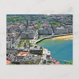 Panorama. San Sebastian en de baai van La Concha. Briefkaart