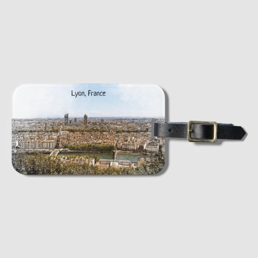 Panorama Uitzicht Lyon France Bagagelabel (Voorkant (horizontaal))