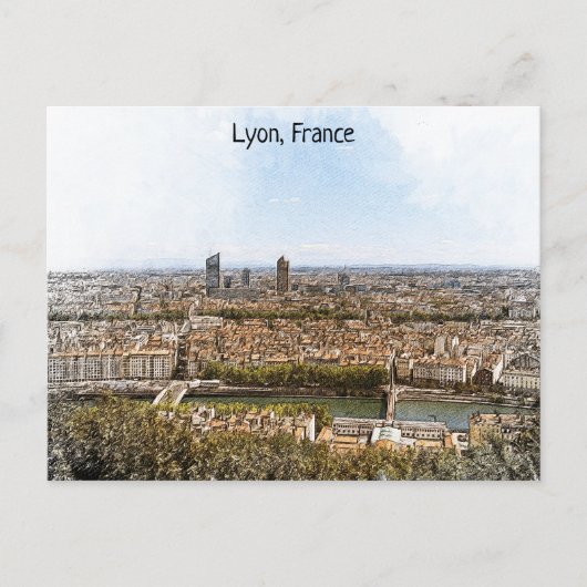 Panorama Uitzicht Lyon France Briefkaart (Voorkant)