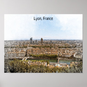 Panorama Uitzicht Lyon France Poster