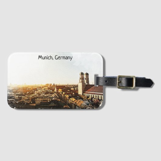 Panorama Uitzicht München Duitsland Bagagelabel (Voorkant (horizontaal))