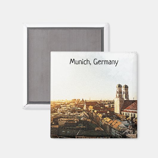 Panorama Uitzicht München Duitsland Magneet (Voorkant / Achterkant)