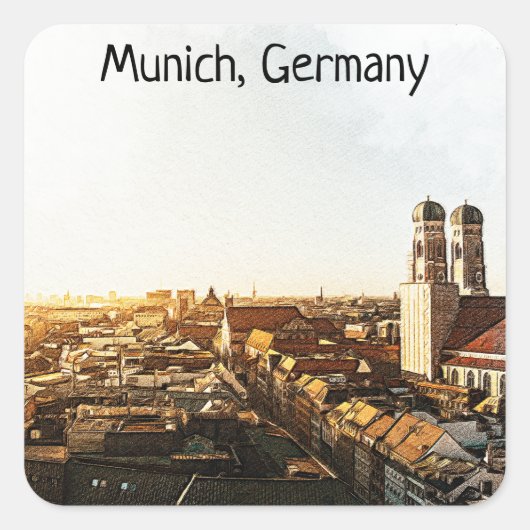 Panorama Uitzicht München Duitsland Vierkante Sticker (Voorkant)