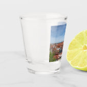 Panorama uitzicht van de oude stad van bovenaf in  shot glas (Links)