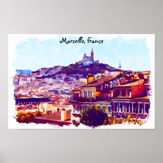 Panorama-Uitzicht van Marseille France Poster (Voorkant)