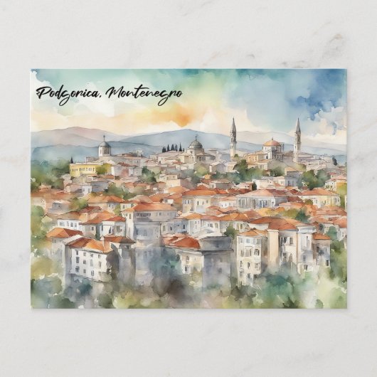 Panorama Uitzicht van Podgorica Montenegro Briefkaart (Voorkant)