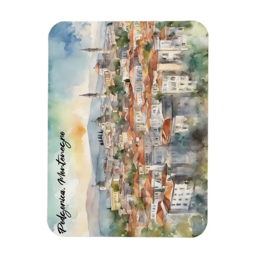 Panorama Uitzicht van Podgorica Montenegro Magneet (Verticaal)