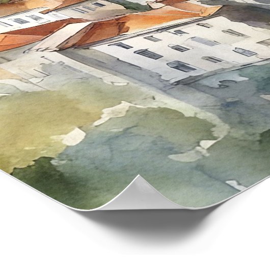 Panorama Uitzicht van Podgorica Montenegro Poster (Hoek)