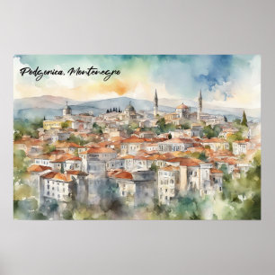 Panorama Uitzicht van Podgorica Montenegro Poster
