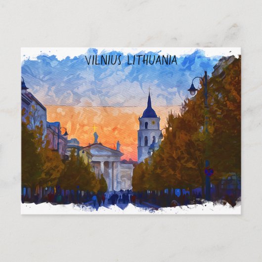 Panorama-Uitzicht van Vilnius Litouwen Briefkaart (Voorkant)
