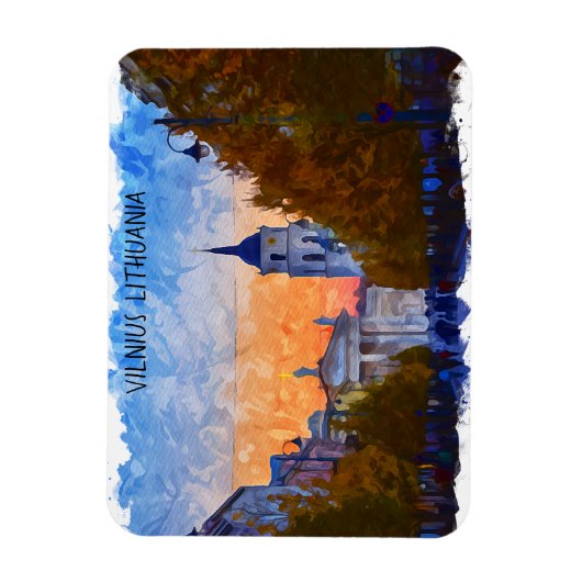 Panorama-Uitzicht van Vilnius Litouwen Magneet (Verticaal)