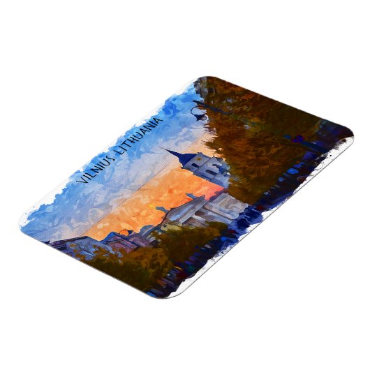 Panorama-Uitzicht van Vilnius Litouwen Magneet (Linkerzijde)