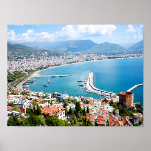 Panorama van Alanya in Turkije Poster