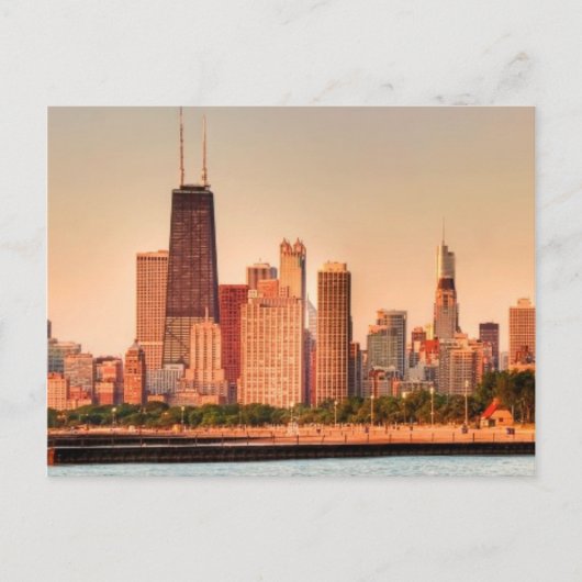 Panorama van Chicago skyline bij zonsopgang Briefkaart (Voorkant)