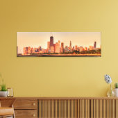Panorama van Chicago skyline bij zonsopgang Canvas Afdruk (Insitu (Woonkamer))