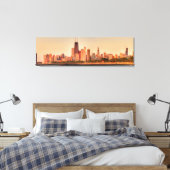 Panorama van Chicago skyline bij zonsopgang Canvas Afdruk (Insitu (Slaapkamer))