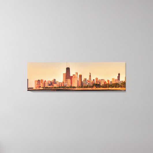 Panorama van Chicago skyline bij zonsopgang Canvas Afdruk (Voorkant)