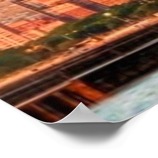 Panorama van Chicago skyline bij zonsopgang Poster (Hoek)