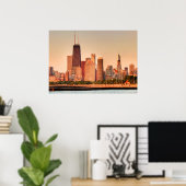 Panorama van Chicago skyline bij zonsopgang Poster (Thuiskantoor)