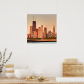 Panorama van Chicago skyline bij zonsopgang Poster (Keuken)