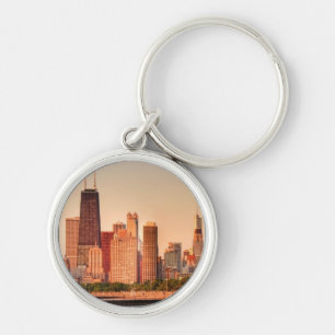 Panorama van Chicago skyline bij zonsopgang Sleutelhanger