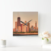 Panorama van Chicago skyline bij zonsopgang Vierkante Klok (Huis)