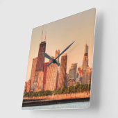 Panorama van Chicago skyline bij zonsopgang Vierkante Klok (Hoek)