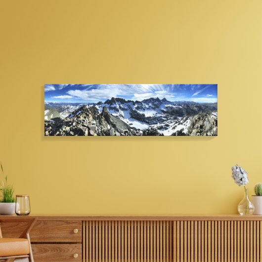 Panorama van de Minarets en het meer van Iceberg - Canvas Afdruk (Insitu (Woonkamer))