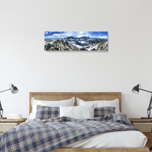 Panorama van de Minarets en het meer van Iceberg - Canvas Afdruk (Insitu (Slaapkamer))