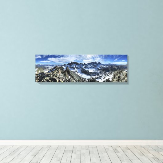 Panorama van de Minarets en het meer van Iceberg - Canvas Afdruk (Insitu (Houten vloer))