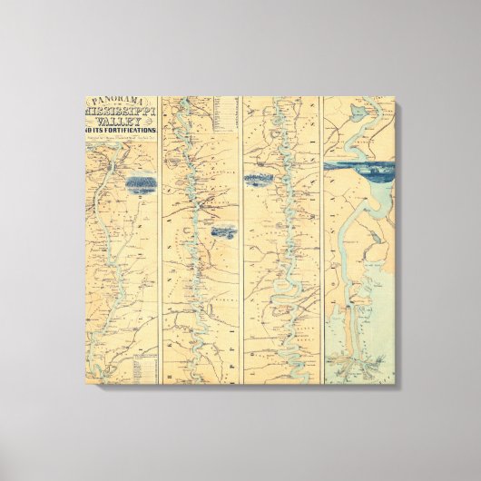 Panorama van de Mississippi-vallei Canvas Afdruk (Voorkant)