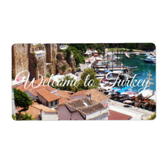 Panorama van de oude stad Kaleici van Antalya Etiket