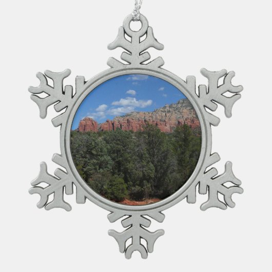 Panorama van de Rode Rocks in Sedona Arizona Tin Sneeuwvlok Ornament (Voorkant)