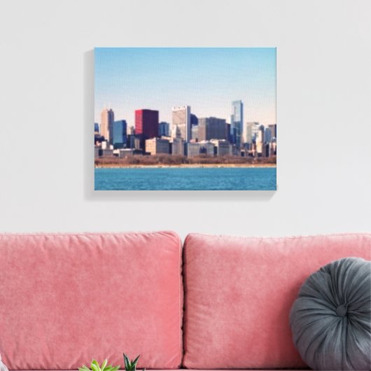 Panorama van de skyline van Chicago Canvas Afdruk (Insitu (Woonkamer))