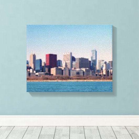 Panorama van de skyline van Chicago Canvas Afdruk (Insitu (Houten vloer))