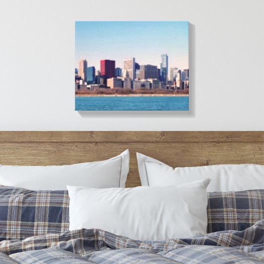 Panorama van de skyline van Chicago Canvas Afdruk (Insitu (Slaapkamer))