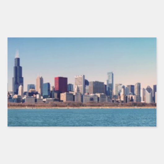 Panorama van de skyline van Chicago Rechthoekige Sticker (Voorkant)