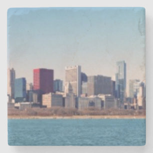 Panorama van de skyline van Chicago Stenen Onderzetter