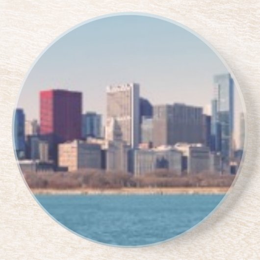 Panorama van de skyline van Chicago Zandsteen Onderzetter (Voorkant)