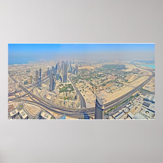 Panorama van Dubai op de Burj Khalifa Poster (Voorkant)