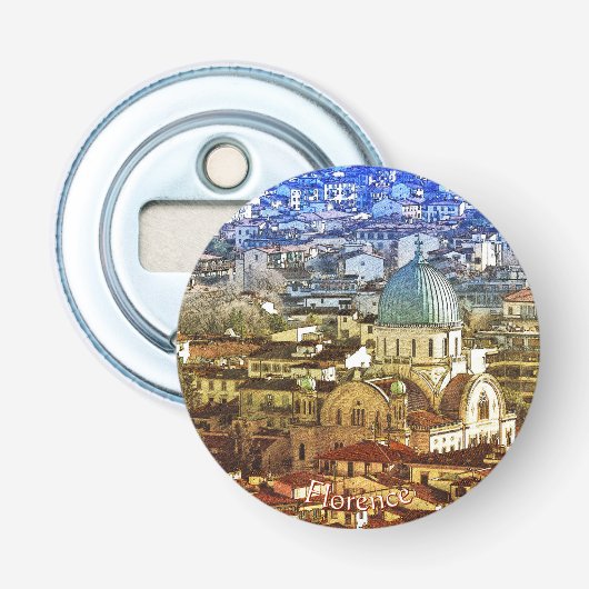 Panorama van Florence, Italië  Button Flesopener (Voorkant)