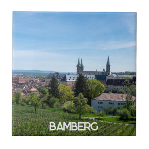 Panorama van het historische oude centrum van Bamb Tegeltje