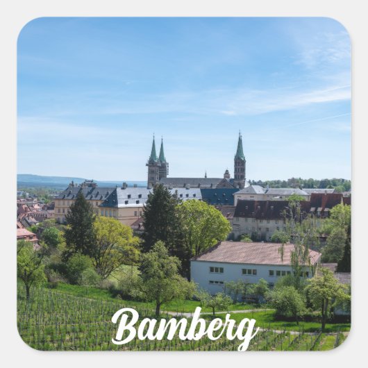 Panorama van het historische oude centrum van Bamb Vierkante Sticker (Voorkant)