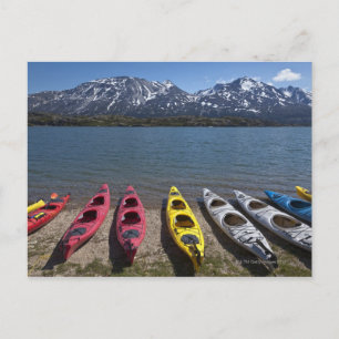 Panorama van kayaks op het Bernard-meer in Alaska Briefkaart