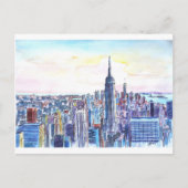 Panorama van Manhattan Skyline in waterverf Briefkaart (Voorkant)
