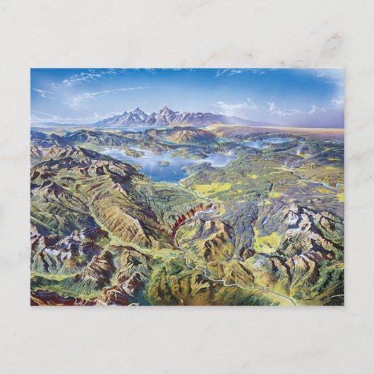 Panoramic Drawing Of Yellowstone Briefkaart (Voorkant)